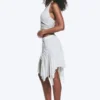 Asymmetrical Midi Skirt – Light Grey Melange