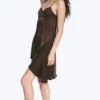 Asymmetrical Satin Dress – Dark Brown