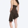 Asymmetrical Satin Dress – Dark Brown