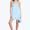 Asymmetrical Satin Dress – Light Blue
