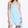 Asymmetrical Satin Dress – Light Blue
