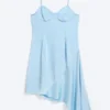 Asymmetrical Satin Dress – Light Blue