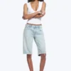 Atom Low Rise Regular Knee-Length Denim Shorts – Dream Blue – Light Blue