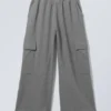 Baggy Cargo Sweatpants – Grey Melange
