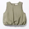 Balloon Hem Sleeveless Poplin Top – Khaki Green