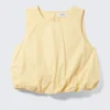 Balloon Hem Sleeveless Poplin Top – Light Yellow