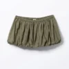Balloon Mini Cotton Skirt – Checked Khaki Green