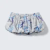 Balloon Mini Cotton Skirt – White Newspaper/Blue Flame