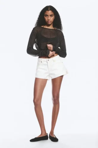 Bite Low Rise Mini Denim Shorts – Dirty White – White
