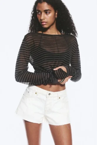 Bite Low Rise Mini Denim Shorts – Dirty White – White