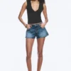 Bite Low Rise Mini Denim Shorts – Radio Blue – Medium Blue