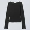 Boatneck Cotton Longsleeve – Black