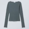 Boatneck Cotton Longsleeve – Petrol