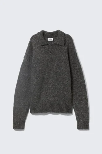 Bobby Relaxed Knitted Polo Sweater – Dark Grey