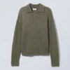 Bobby Relaxed Knitted Polo Sweater – Khaki Green