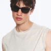 Bold Rectangular Frame Unisex Sunglasses – Black – Black Lenses