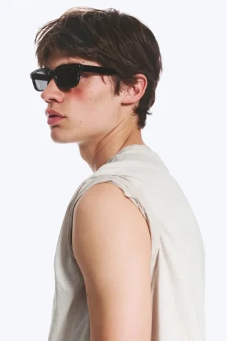 Bold Rectangular Frame Unisex Sunglasses – Black – Black Lenses