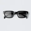 Bold Rectangular Frame Unisex Sunglasses – Black – Black Lenses