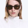 Bold Rectangular Frame Unisex Sunglasses – Black – Brown Lenses