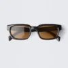 Bold Rectangular Frame Unisex Sunglasses – Black – Brown Lenses