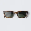 Bold Rectangular Frame Unisex Sunglasses – Tortoiseshell – Dark Lenses