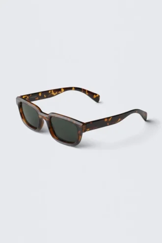 Bold Rectangular Frame Unisex Sunglasses – Tortoiseshell – Dark Lenses