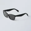 Bold Rectangular Sunglasses – Black – Black Lenses