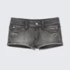 Booty Bei Low Rise Mini Denim Shorts – Black Moon – Grey | Cheap Monday Gb