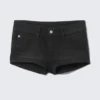 Booty Bei Low Rise Mini Denim Shorts – Undone Black – Black | Cheap Monday Gb