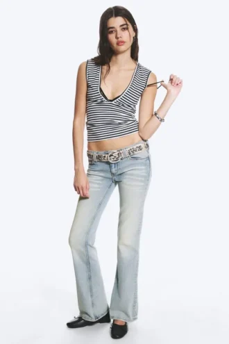 Booty Bei Low Rise Skinny Bootcut Jeans – Light Blue | Cheap Monday Gb