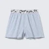 Boxer Pyjama Shorts – White – Blue Stripes
