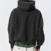 Boxy Cotton Fleece Hoodie – Washed Black