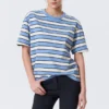 Boxy Cotton T-Shirt – Blue & White Stripe