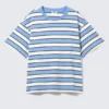 Boxy Cotton T-Shirt – Blue & White Stripe