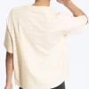 Boxy Cotton T-Shirt – Light Beige – Lilac Stripe