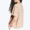 Boxy Cotton T-Shirt – Pink/Khaki Stripe