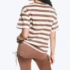 Boxy Cotton T-Shirt – White/Brown/Peach Stripe