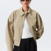 Boxy Cotton Zip Jacket – Beige