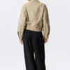 Boxy Cotton Zip Jacket – Beige