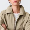Boxy Cotton Zip Jacket – Beige