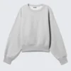 Boxy Cropped Cotton Sweatshirt – Grey Melange