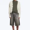 Boxy Distressed Knitted Cardigan – Beige