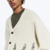 Boxy Distressed Knitted Cardigan – Beige