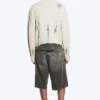 Boxy Distressed Knitted Cardigan – Beige