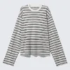 Boxy Fit Long-Sleeved Striped T-Shirt – Black & White Stripes