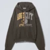 Boxy Graphic Zip Hoodie – Dark Grey – Angel City