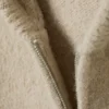 Boxy Knitted Zip Hoodie – Beige