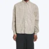 Boxy Long-Sleeved Cotton Poplin Shirt – Beige Check