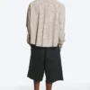Boxy Long-Sleeved Cotton Poplin Shirt – Beige Check