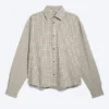 Boxy Long-Sleeved Cotton Poplin Shirt – Beige Check